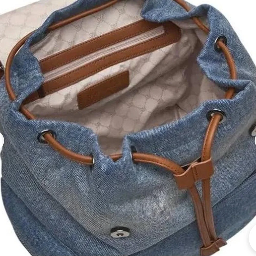 Steve‎ Madden Denim Backpack - Blue/Brown Trim